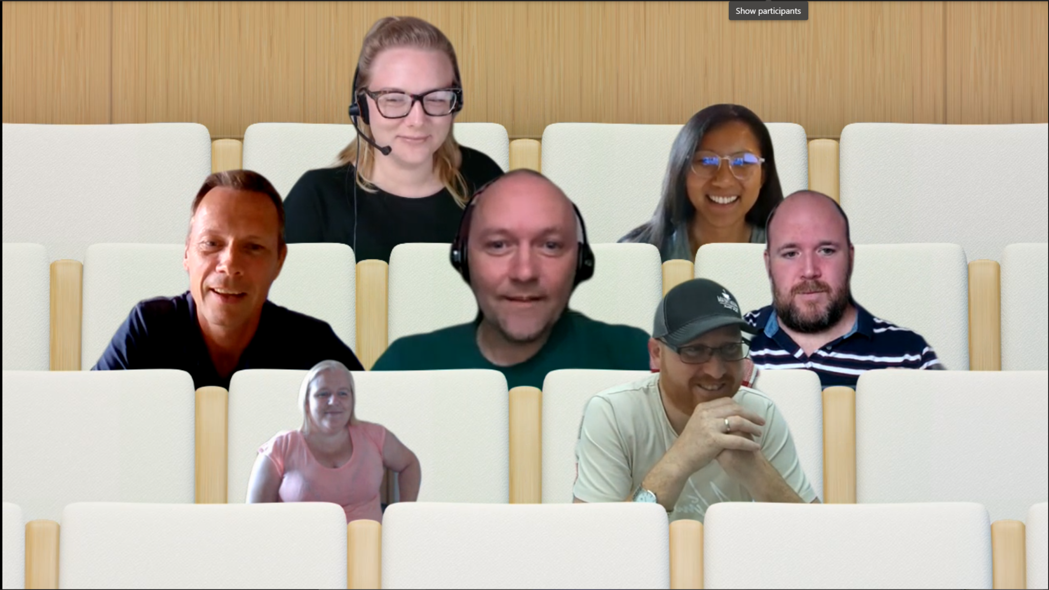 A before picture of a team using Together Mode with no size guidelines