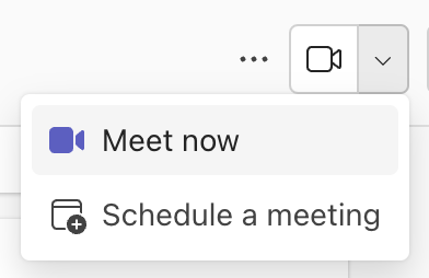 The Meet now button on Microsoft Teams