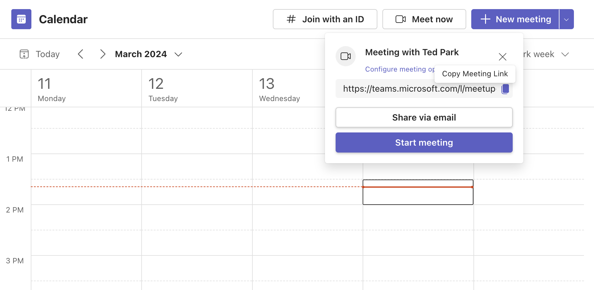Copy your Meet now meeting link or share it directly by email