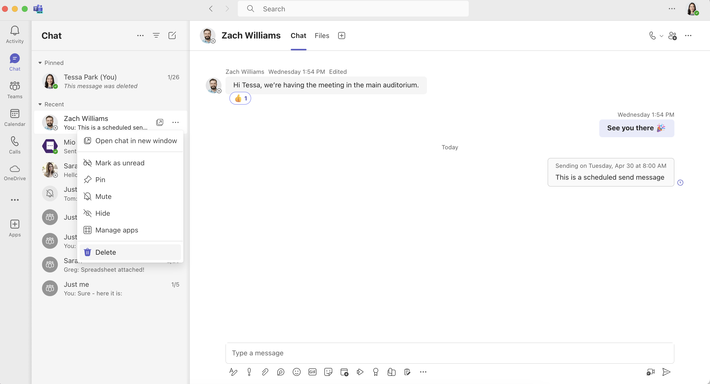 Delete a full conversation on Microsoft Teams