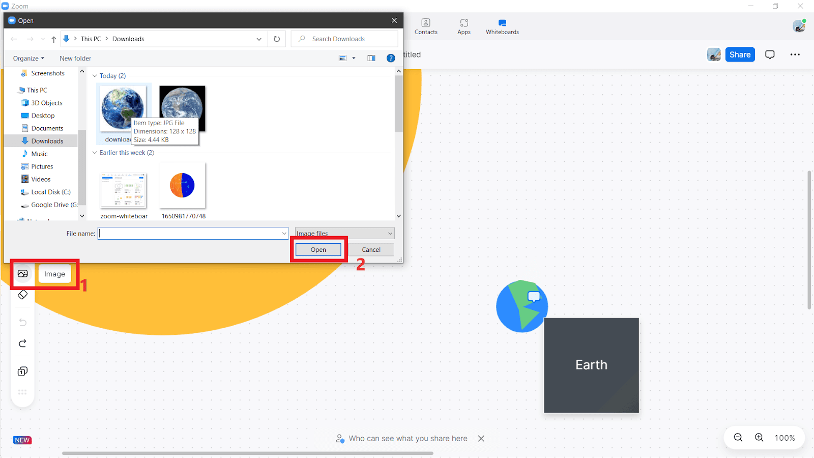An illustration of the order and the buttons to press to add an image