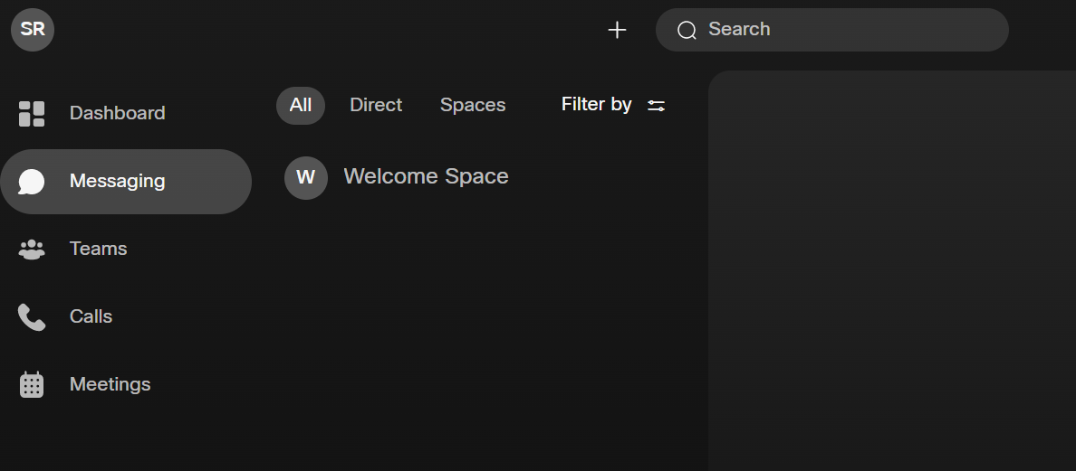 Webex's "Messaging" interface