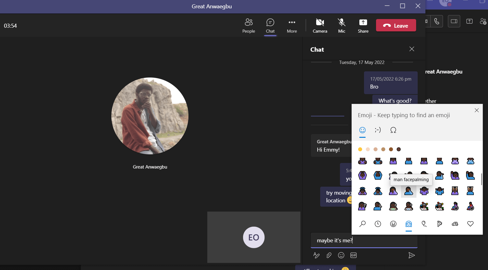 pop up menu of emojis
