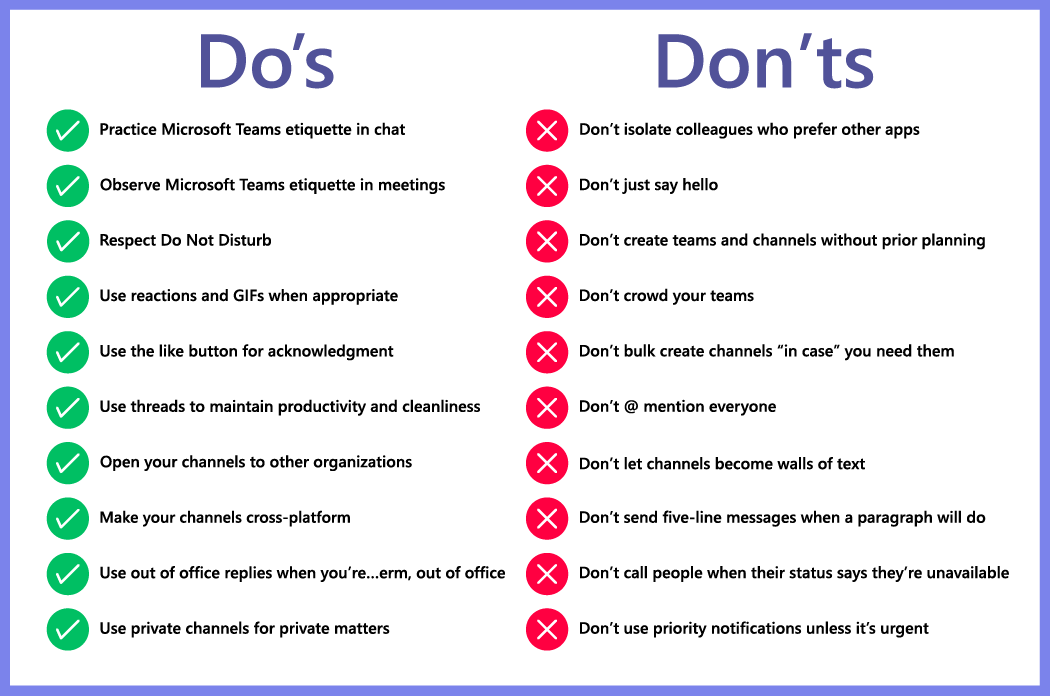 Do's and Don'ts of Microsoft Teams