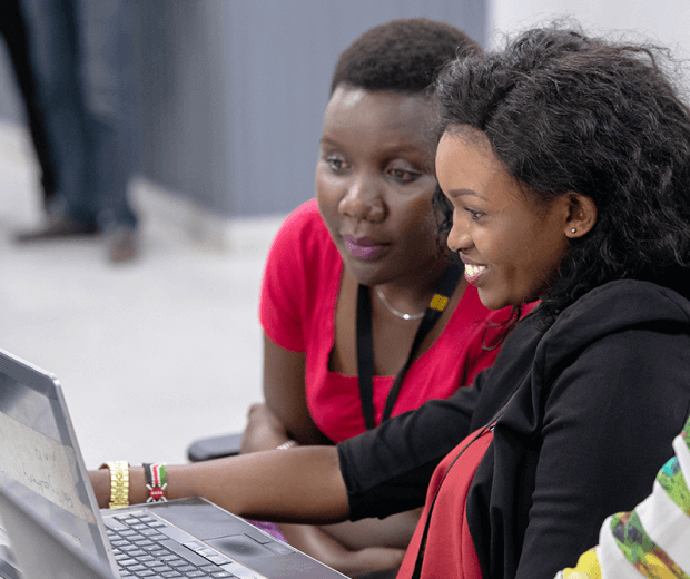 two woman working