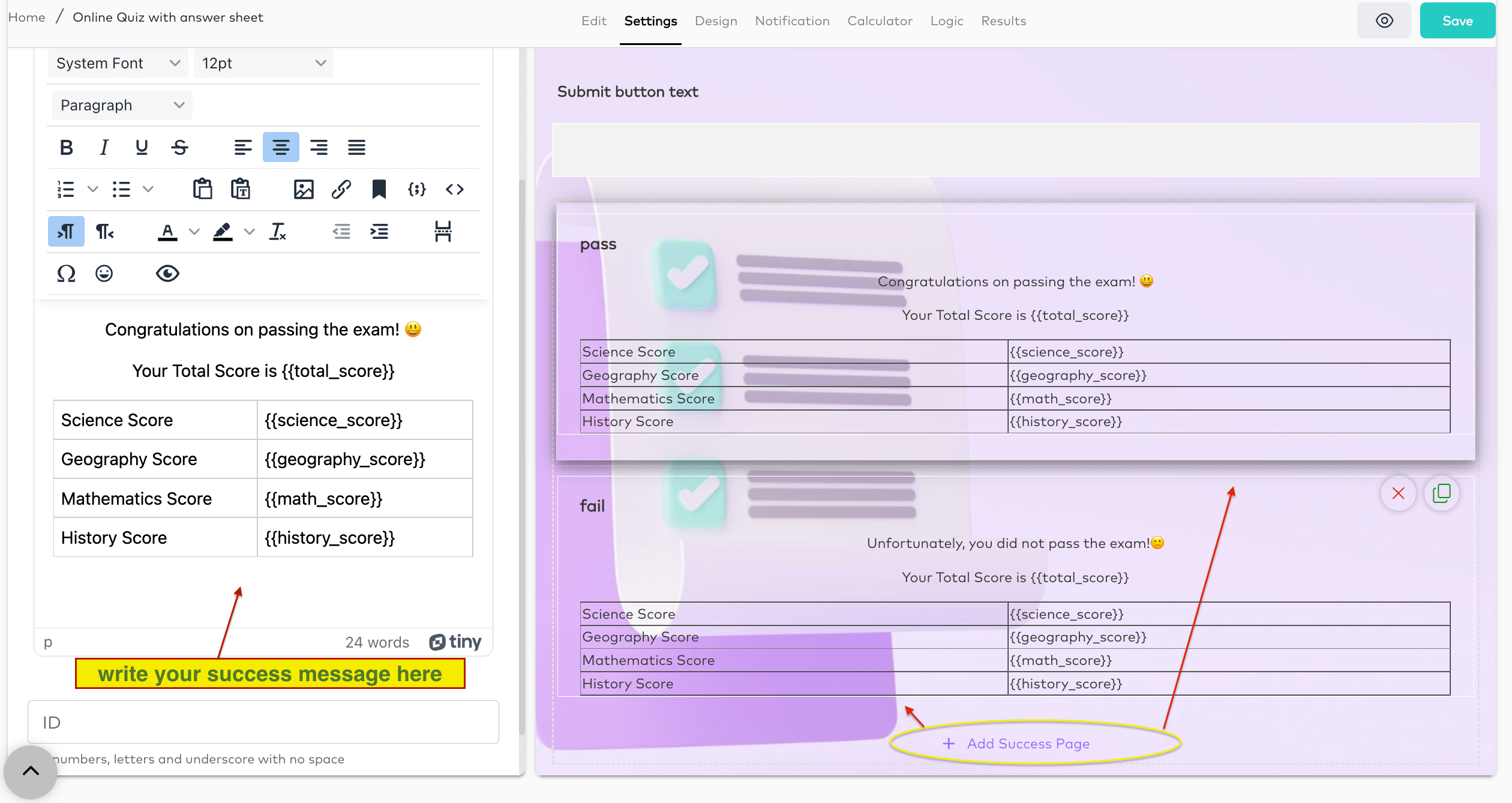 automatically graded quiz