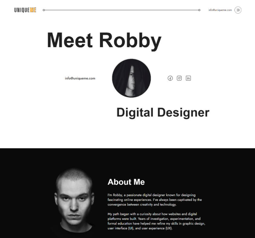 UniqueMe - Webflow HTML website template