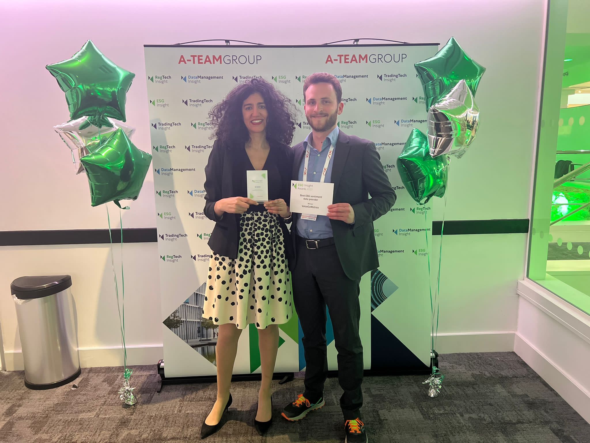 ValueCo was named the best provider of ESG market sentiment data at the ESG Insight Awards