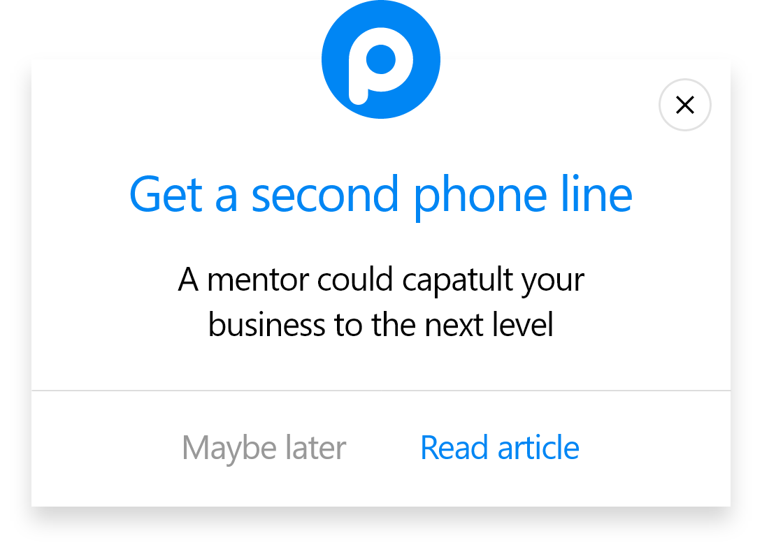 get a second phone line phone call popup design