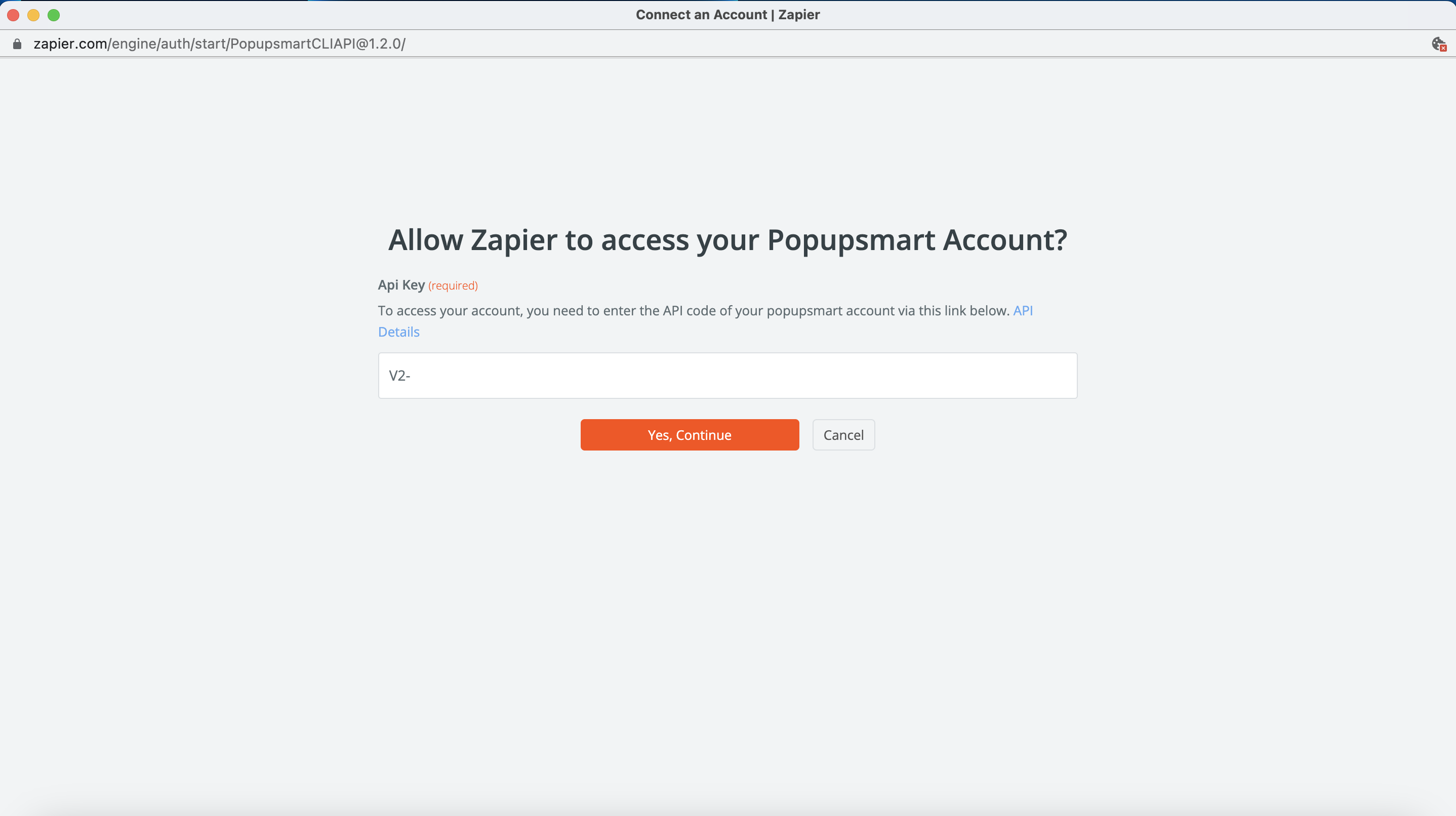 paste zapier api key