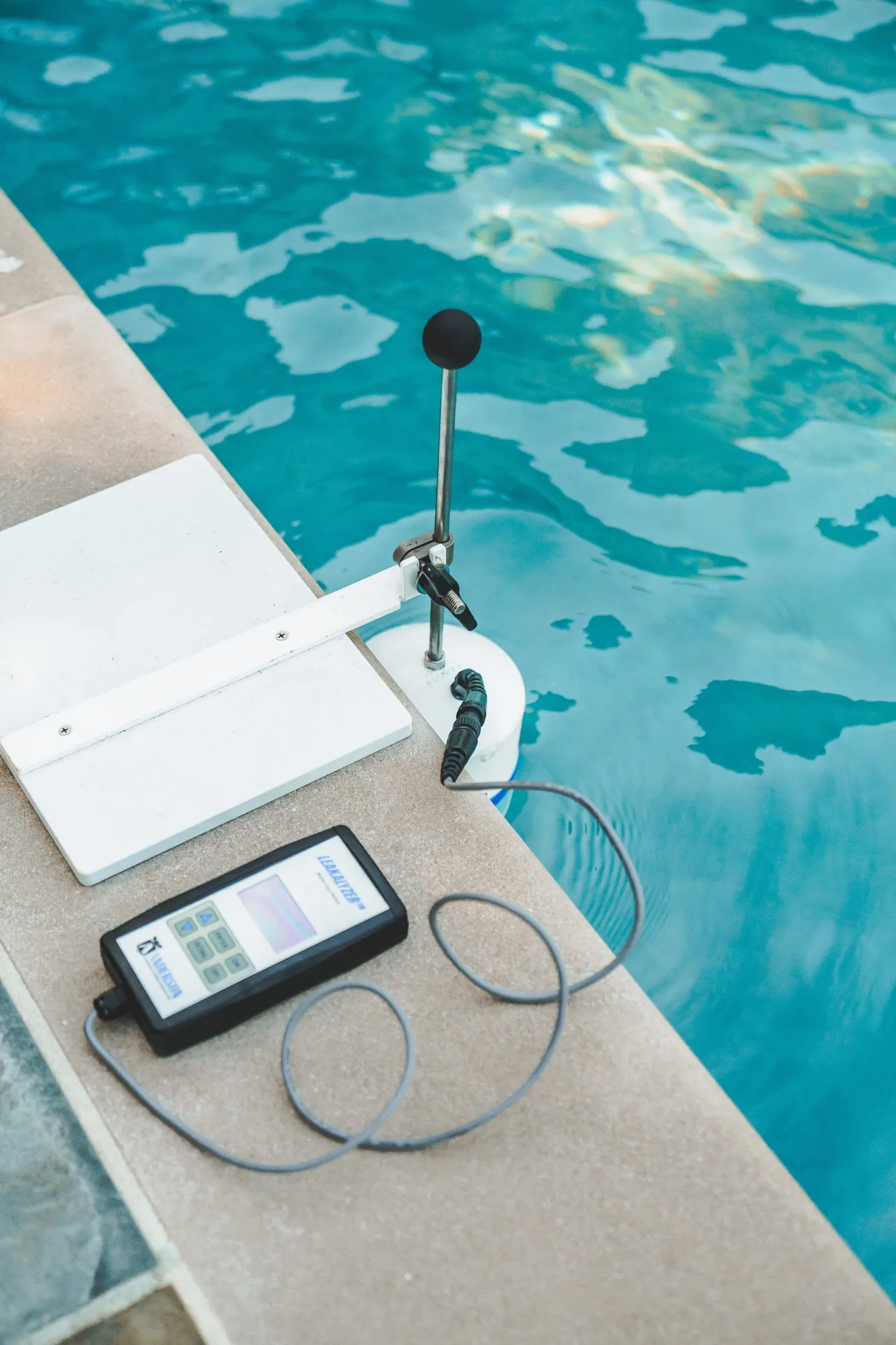 Our Leakalyzer in action, ensuring your pool stays watertight and worry-free!