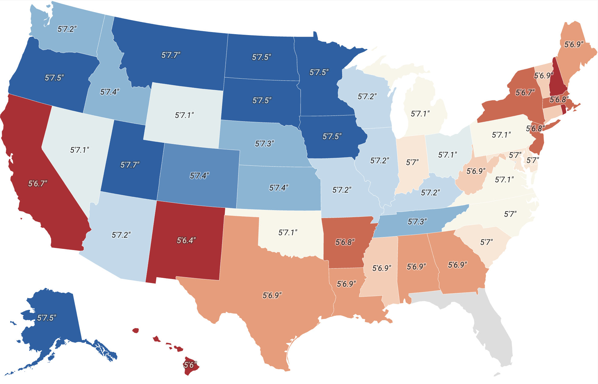 Average Height By State 2024