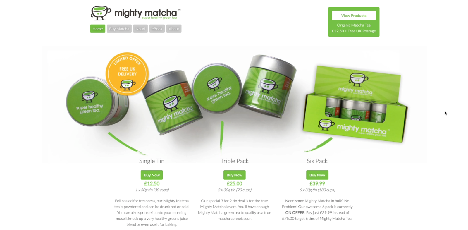 Mighty Matcha Homepage
