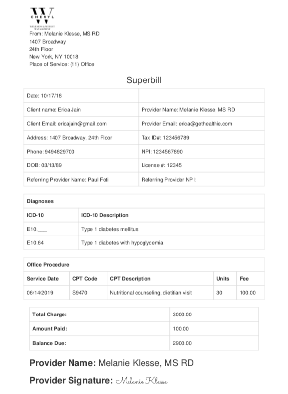 How to make a superbill for dietitians | Healthie