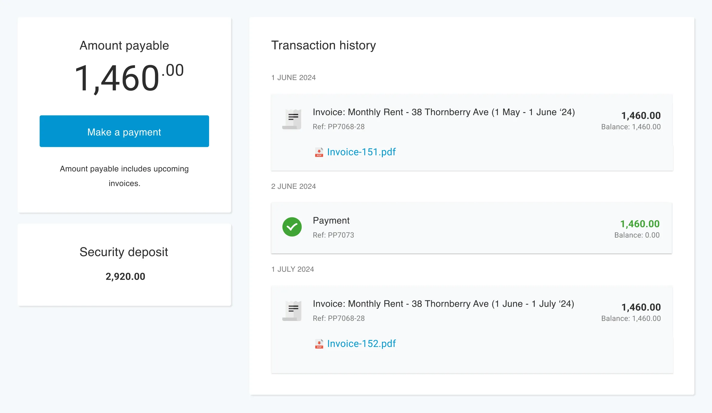 Property management tenant portal PayProp feature