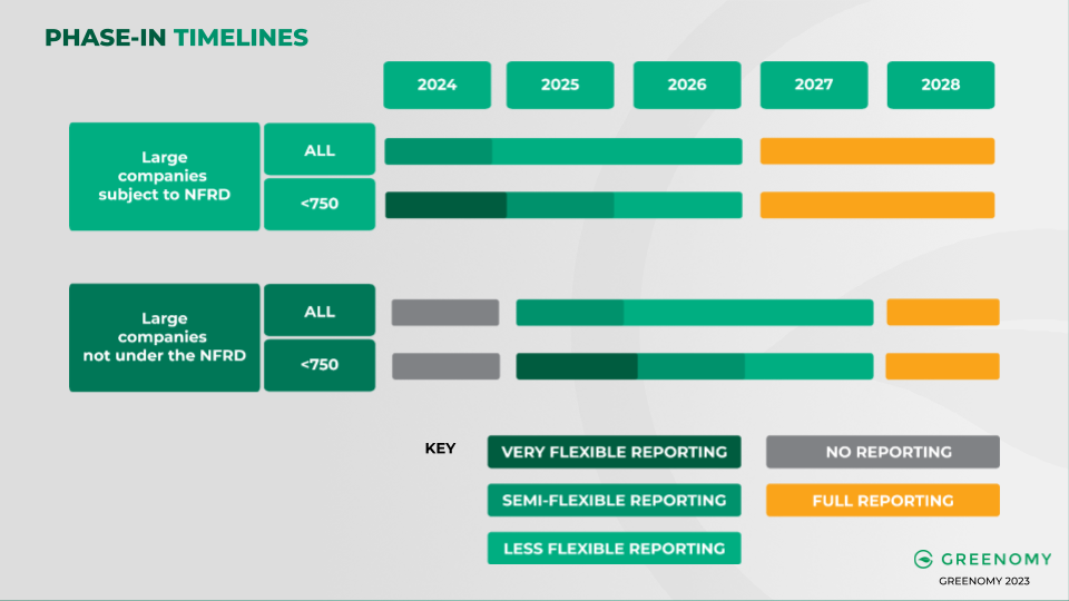 phase in timelines ESRS