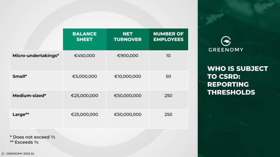 CSRD reporting thresholds
