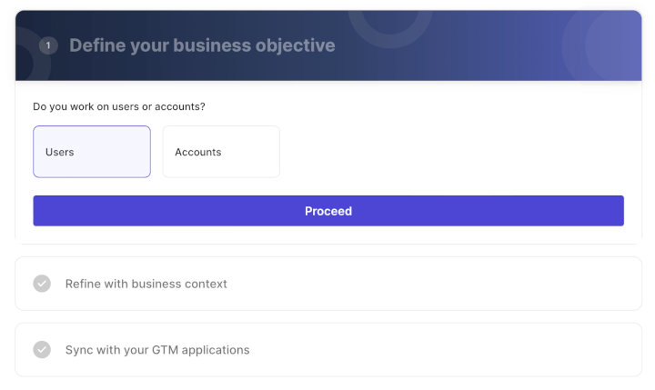 Step 2/7: Choose the right leads to target – users (individual users) or accounts (