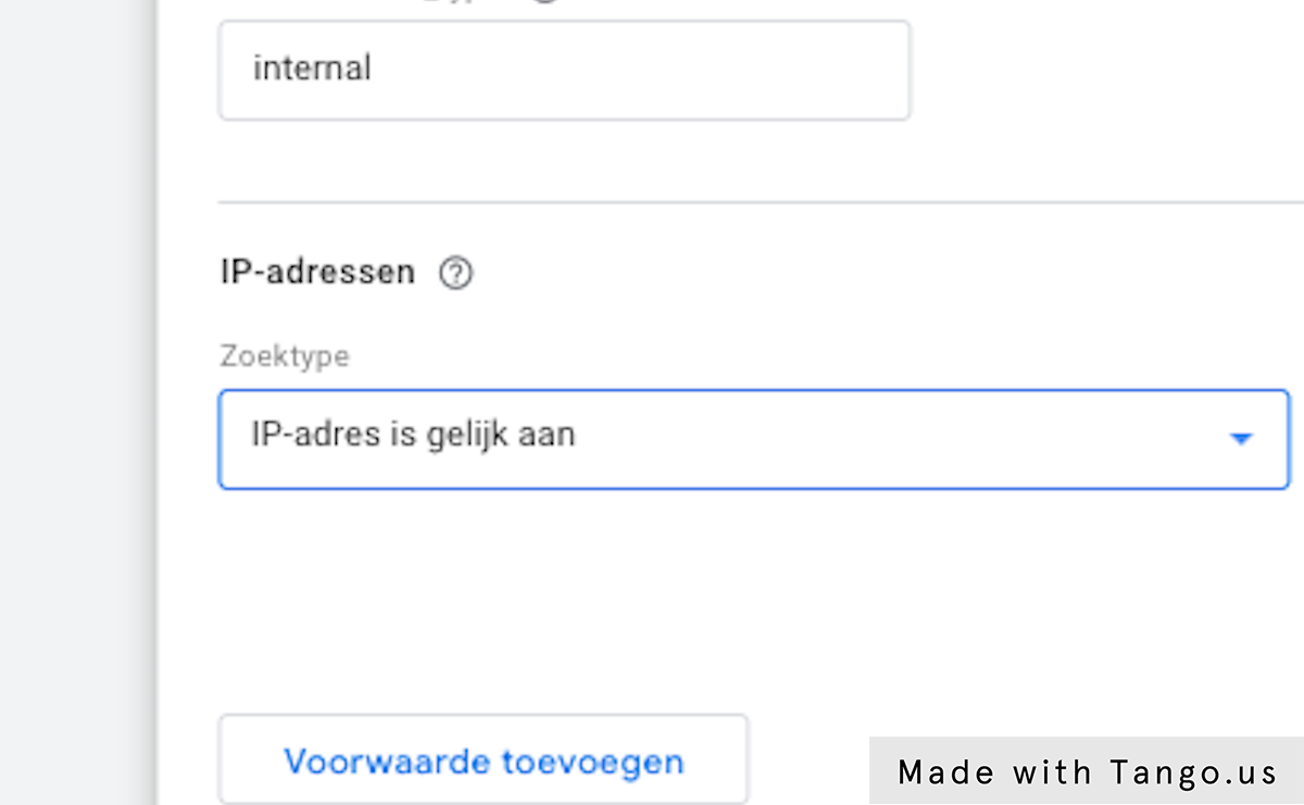 Select IP-adres is gelijk aan