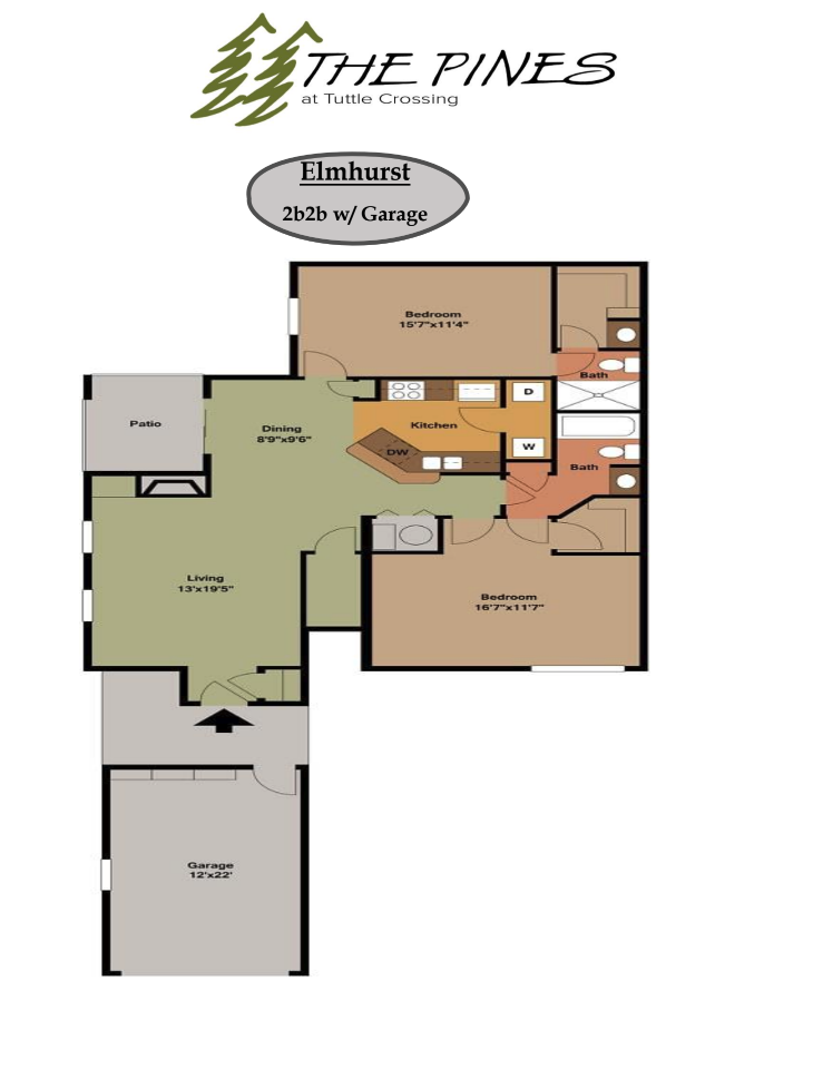 The Elmhurst (down) | Units | The Pines at Tuttle Crossing