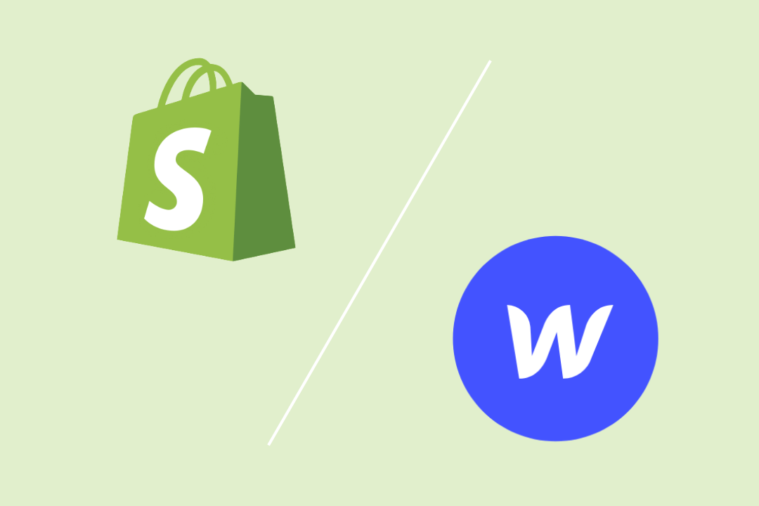 diagonal line between Shopify and Webflow logos