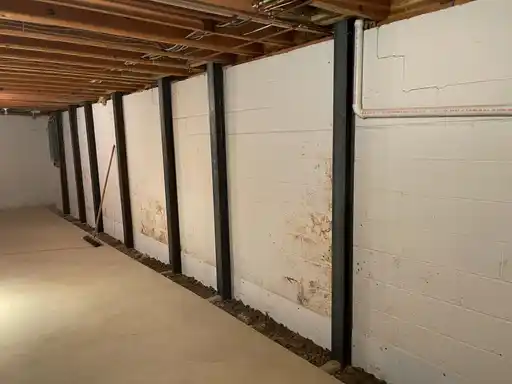 New Jersey Steel I Beams For Foundation Repair Scaldino Basement
