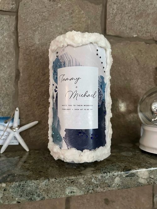 This featured candle is for a special occasion and is a close-up that shows the details in the candle.