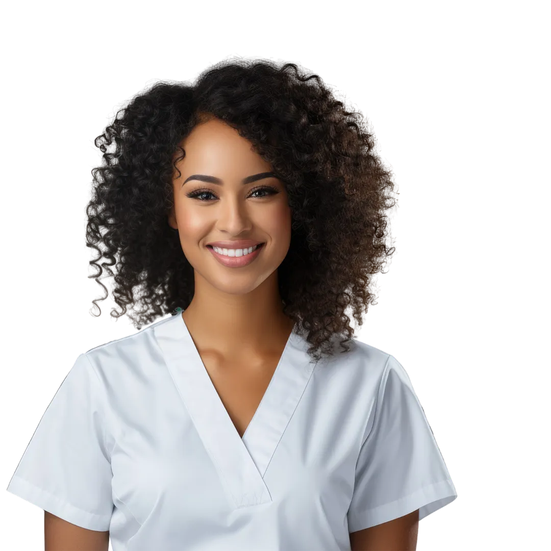 Black female dentist smiling