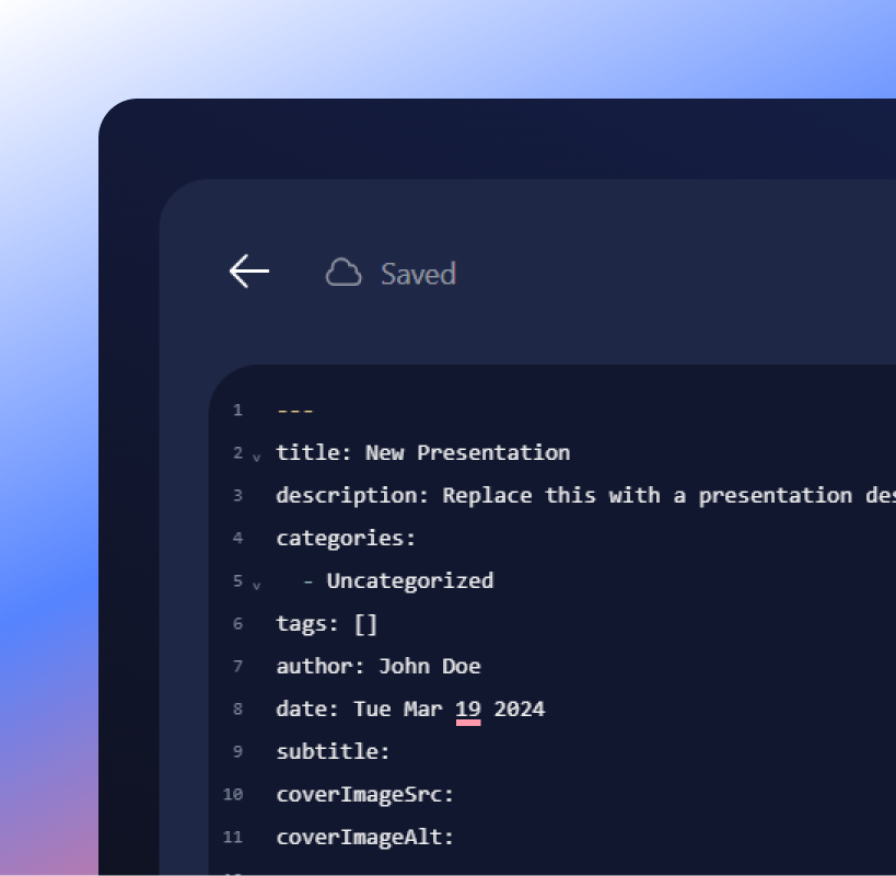 create a presentation in markdown