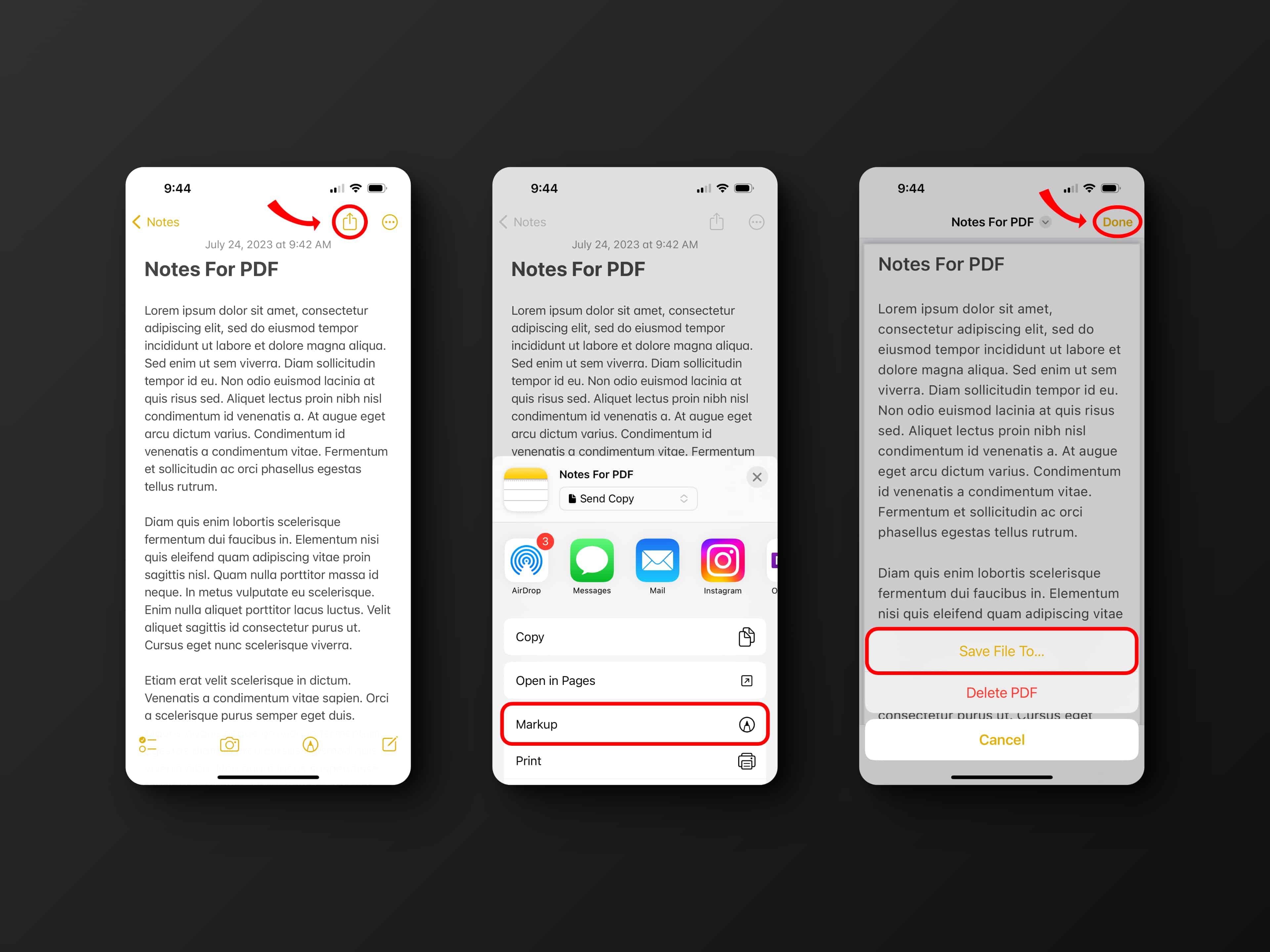Export notes as PDF on iPhone and iPad using Markup