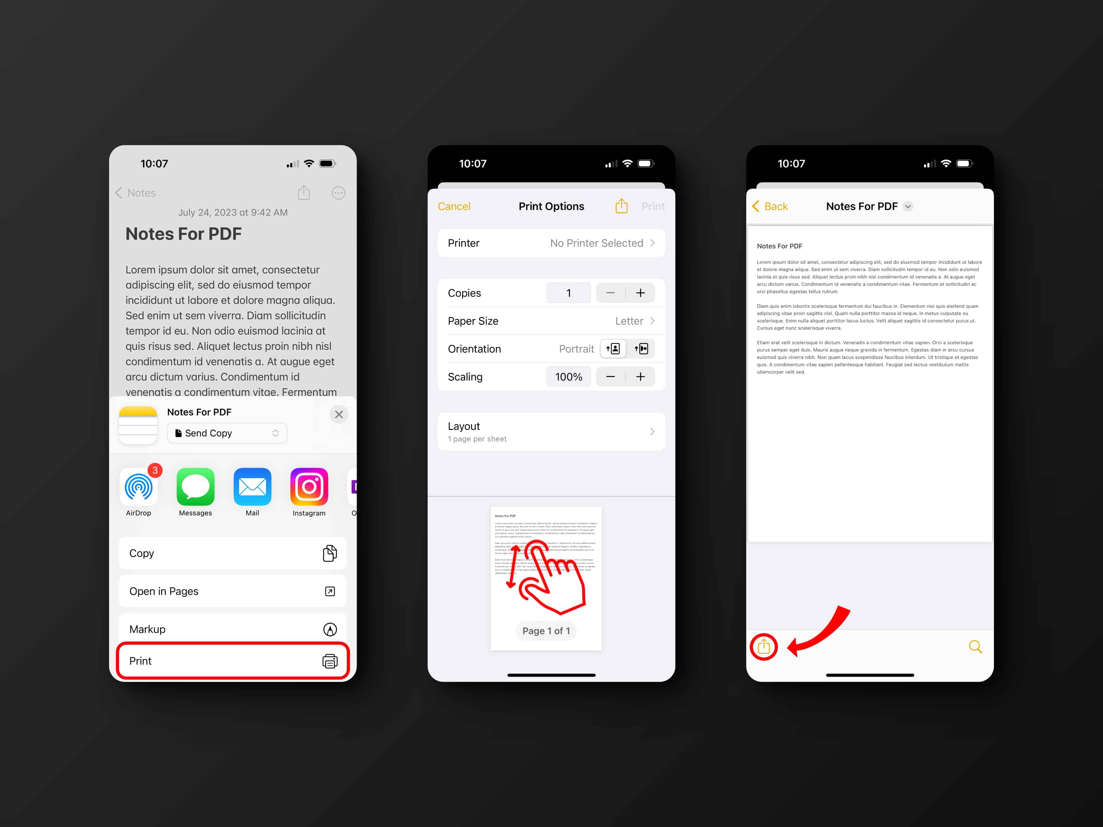Export notes as PDF on iPhone and iPad using the Print Trick