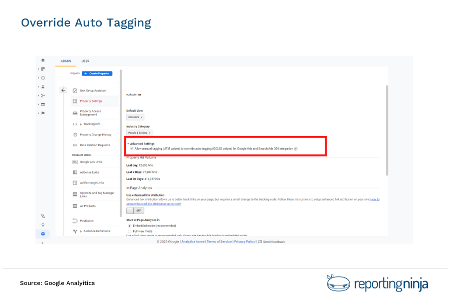 Etiquetado UTM vs Etiquetado automático en Google Ads Reporting Ninja