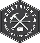 DuetRight logo featuring crossed hammer and wrench with pine trees, symbolizing Seattle's best handymen.