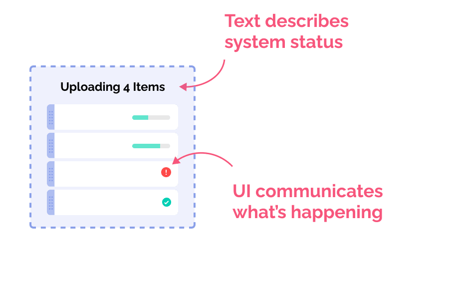 Drop target where items are loading at different rates and statuses on the page.