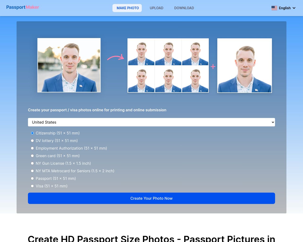 Make Passport Photos Online with Correct Sizes - AI Passport Maker