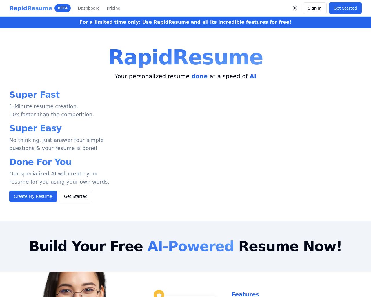 Rapid Resume | AI Resume Builder | Perfect Resume in Seconds