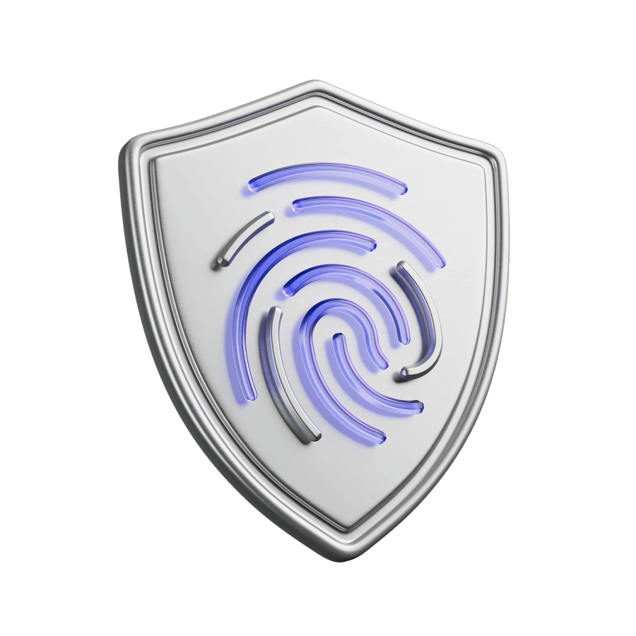 3d illustration of a shield with fingerprint