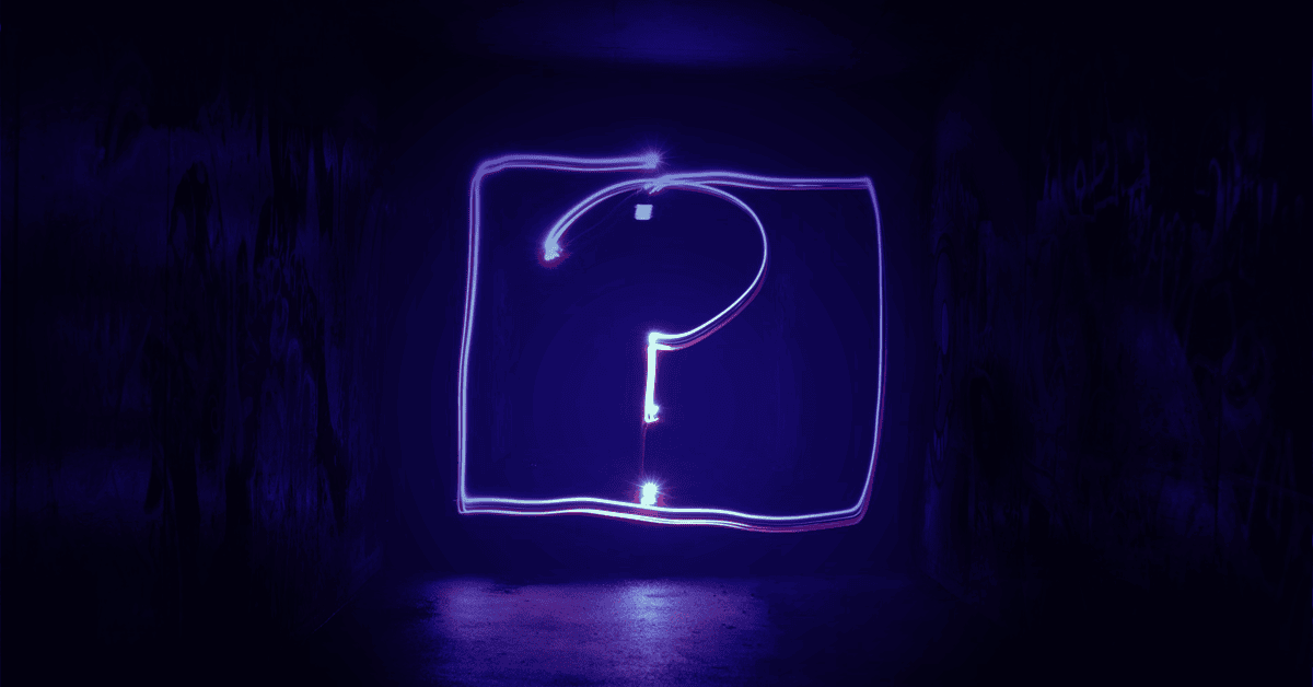 A question mark in a box on a blue-black background