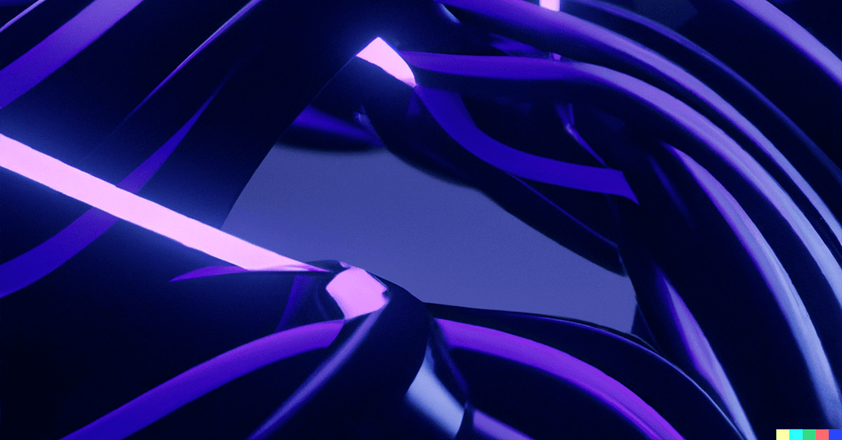 A series of purple-blue intertwining threads conceptualizing fusion.