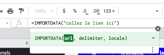 Importdata sous google sheets 