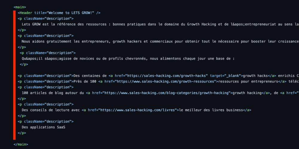 Growth Hack Backlink - Insertion contenu HTML