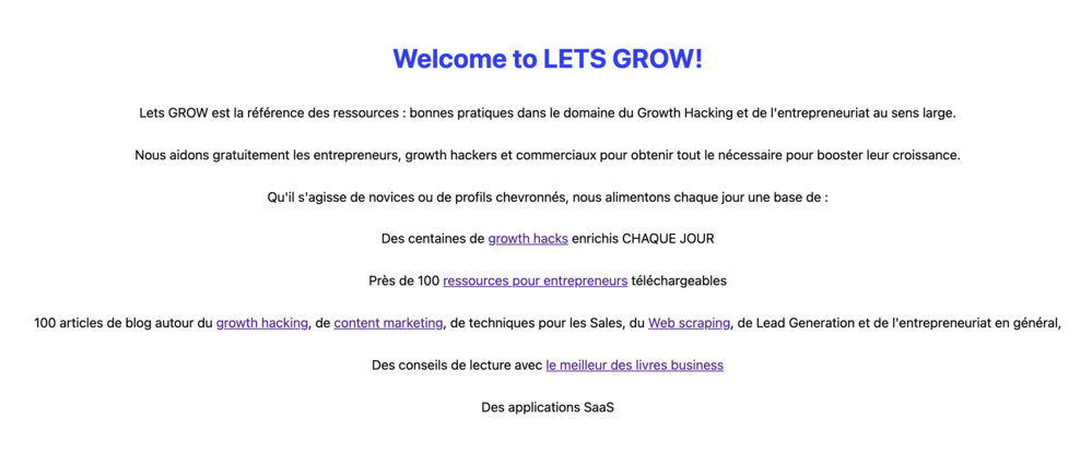 Growth Hack Backlink - site web Netlify Let's grow