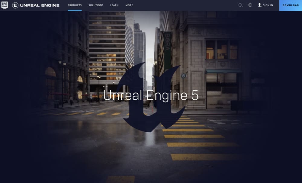 page d'accueil de unrealengine