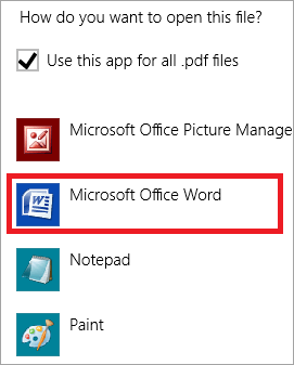 Click on MS Word