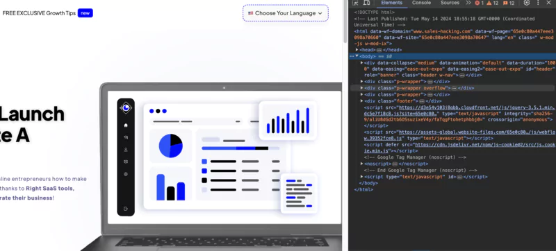 ‍Familiarisez-vous avec les outils de développement pour analyser votre site en profondeur Webflow