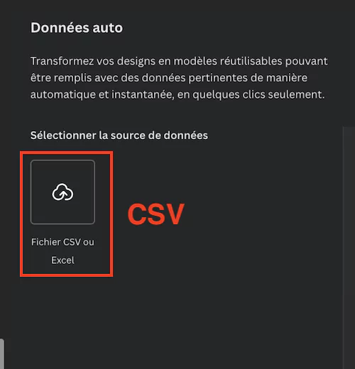 Données auto Canva