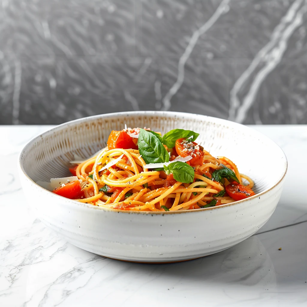 Pasta Pomodoro with Garlic Spinach