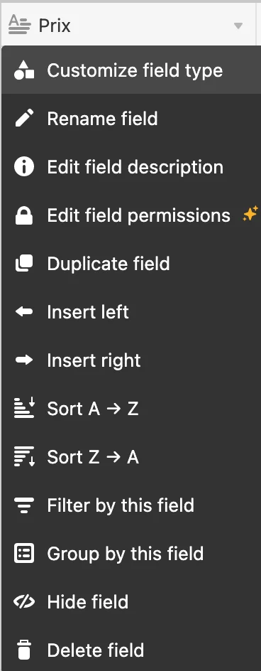 Crear categorías en Airtable