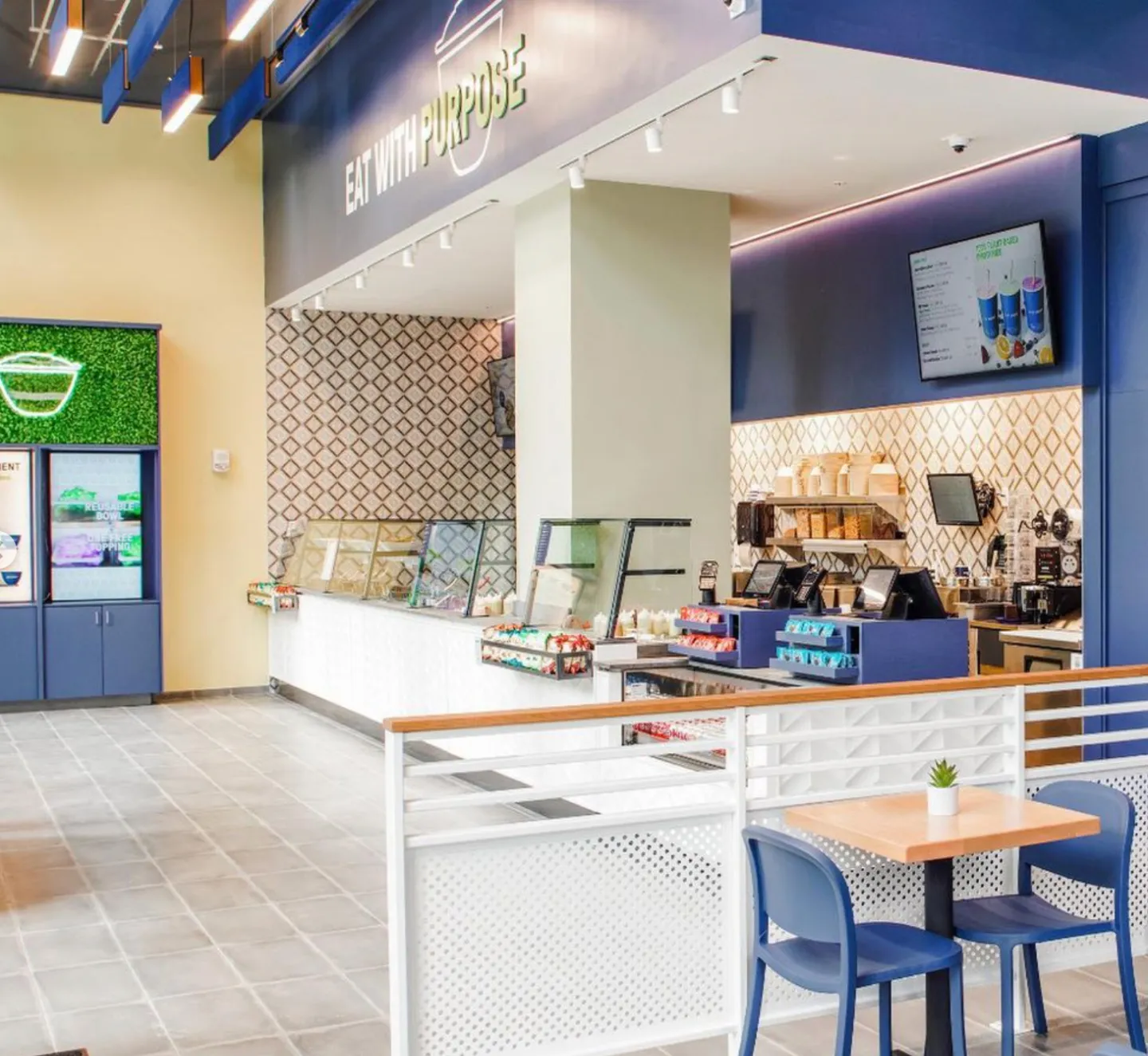 The interior of a Just Salad location ordering counter