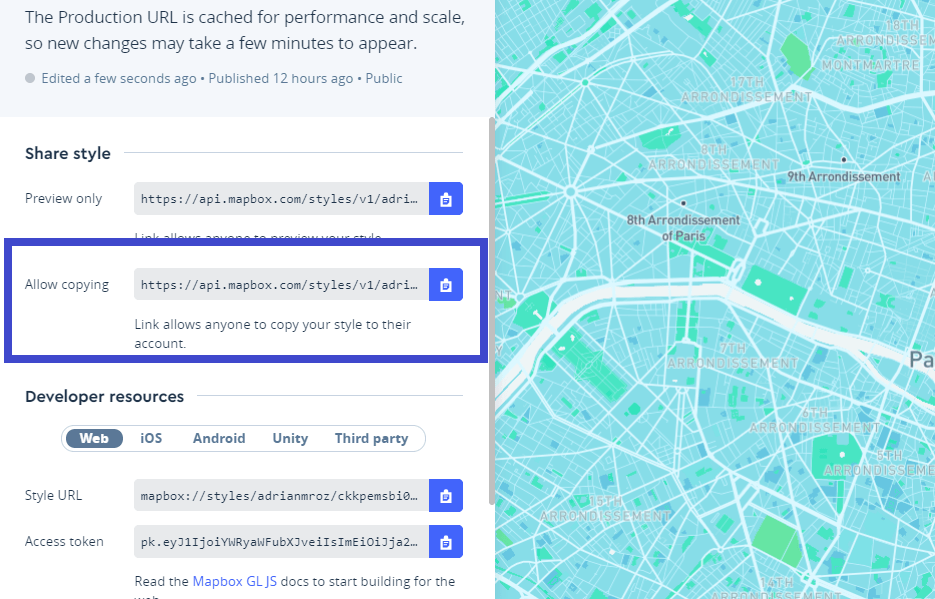 mapbox udostepnianie mapy